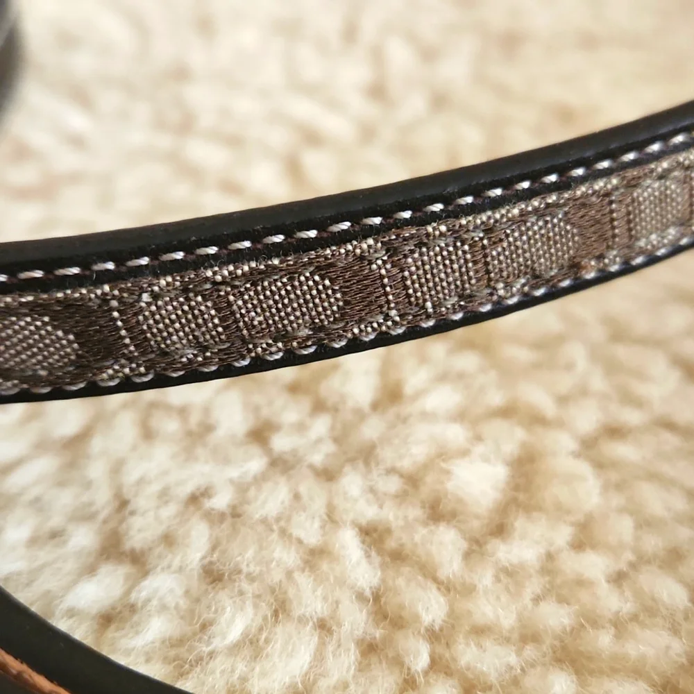 NWT IOB Coach Small Mini Signature Khaki Jacquard & Leather Dog Leash🐕🐾❤️🎁
